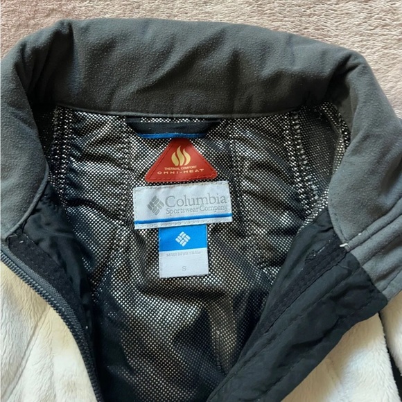 Columbia Omni Heat Womens Fleece Jacket White Color Block Zip Pocket Mock Neck S - Picture 4 of 9